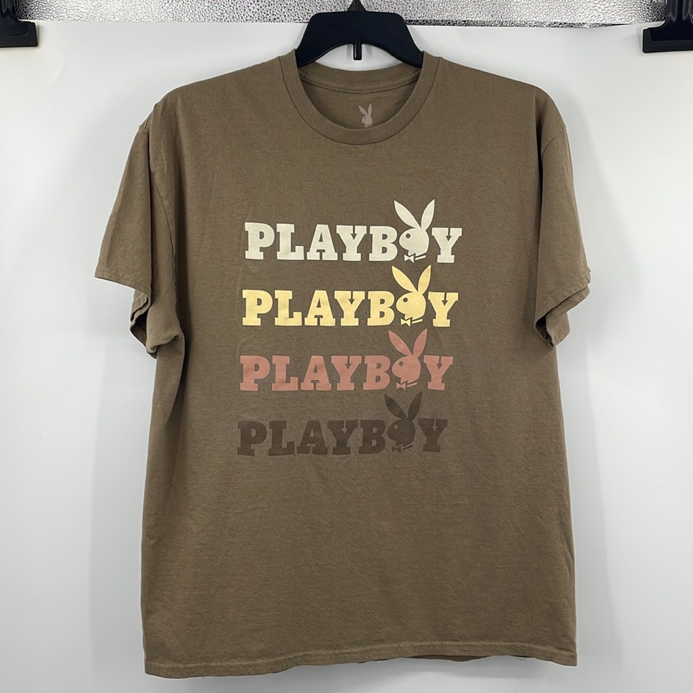 Playboy Logo Graphic Brown Multicolor Bunny Shirt Size Extra Large